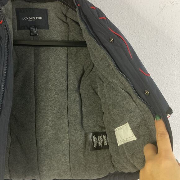 London Fog Kids Navy Sherpa Lined Hooded Winter Jacket Size 4 - Picture 12 of 13